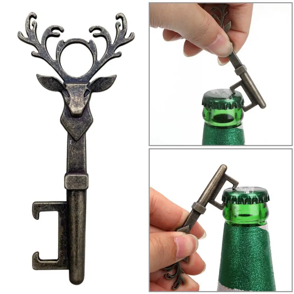 

Vintage Metal Deer Head Beer Bottle Opener Holiday Party Gift Bar Kitchen Tool