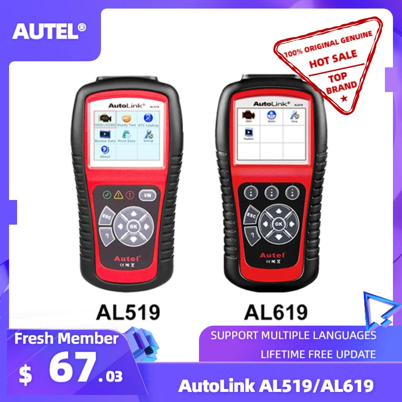 aliexpress.com - Autel AL519 AL619 OBD2 Scanner Diagnostic Tool Car Diagnostic Scaner Code Reader Automotriz ABS,SRS Automotive Scanner Scan Tool
