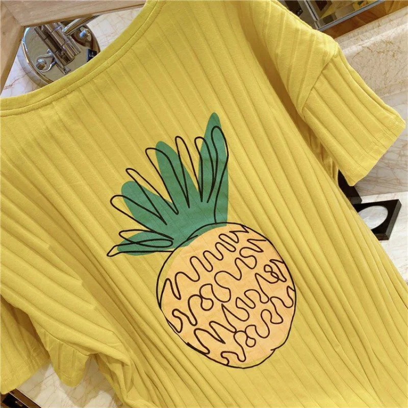 

Women Pajama Sets Plus Size M-5XL Baggy Print Nightwear Girls Short Sleeve Kawaii Sweet Comfortable Lounge Wear Ins Thin Pajamas