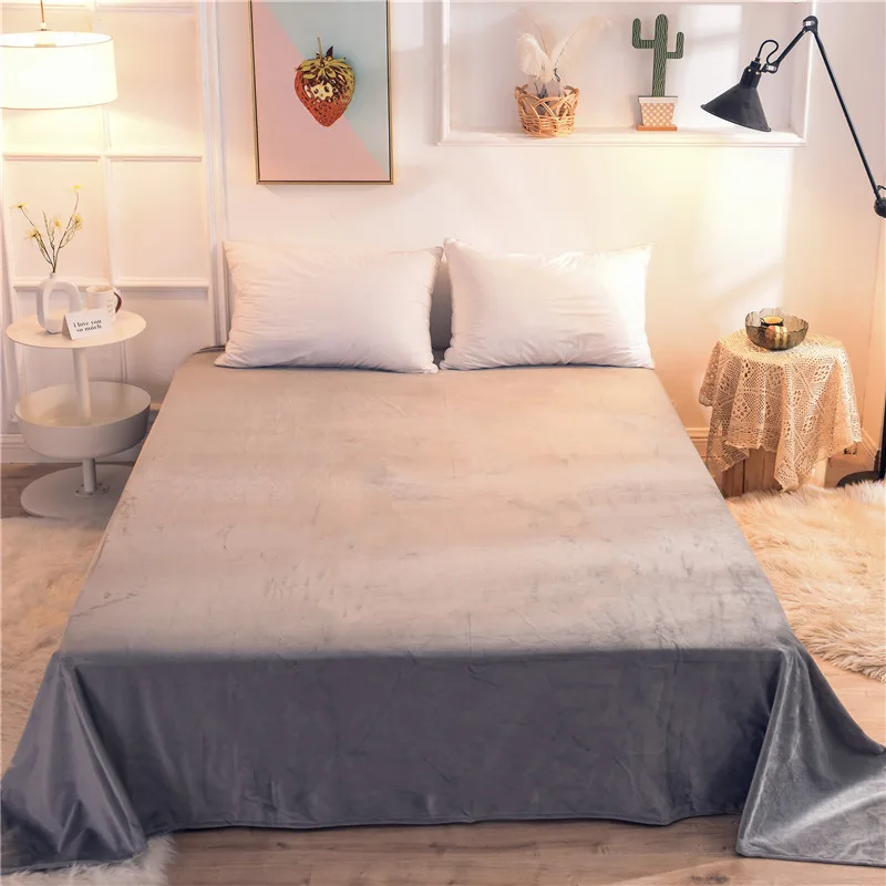 Crystal Velvet Warm Flannel Bed Sheet Fleece for Winter Single Product Soft Flat Twin Full Queen size Linen Sheets #s | Дом и сад