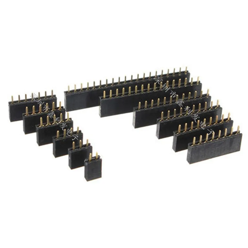 

100PCS Single row female 2.54MM spacing Pin socket female Header Connector 2P 3P 4P 5P 6P 7P 8P 9P 10P 11P 12P 13P 14P 15P 40P