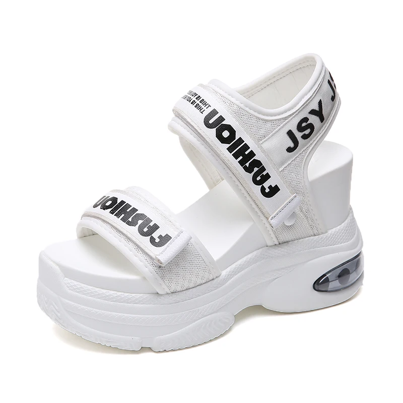 Женские сандалии на танкетке 10 см пляжные шлепанцы Повседневные Дышащие тапочки