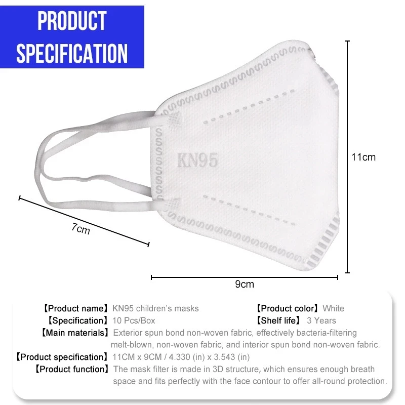 

KN95 Face Mask for Kids 5 Layer Filter Safety Protective FFP2 Children Mouth Mask 95% Filtration Breathable Mascarillas Infantil