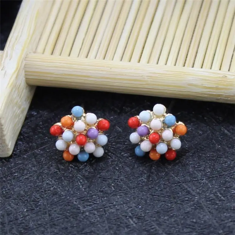 2019 милые богемные серьги с бусинами красочные гвоздики шариками женские модные