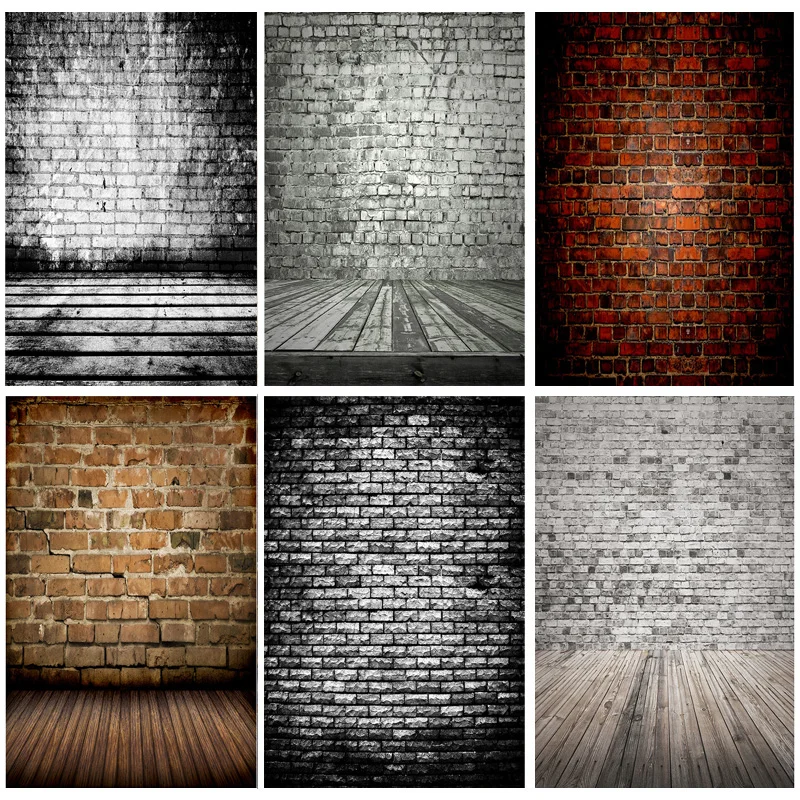 

Vinyl Custom Vintage Brick Wall Photography Backdrops Wooden Floor Photo Background Studio Prop 21123 ZQ-01