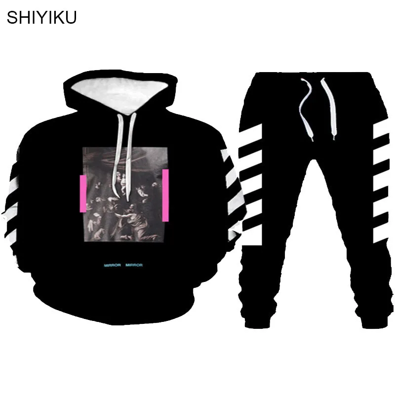 

SHIYIKU Brand 3D Hoodie Men's Sweatshirt Jogging Casual Hooded Sweater Jacket Print Set Autumn/Winter Unisex Sportswear Pants