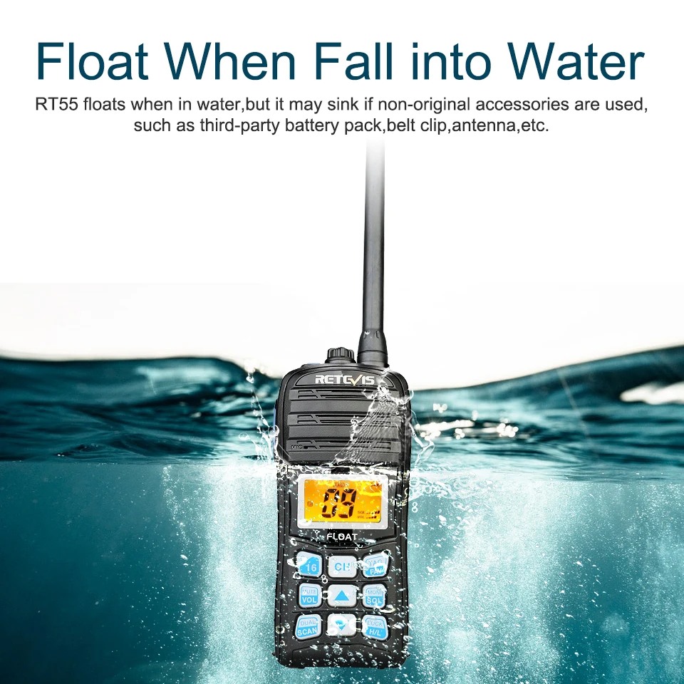 RETEVIS RT55 Professional Marine Radio Float Walkie Talkie 10pcs Waterproof Two-way Radio NOAA Weather Alert 5W Marine VHF Radio enlarge