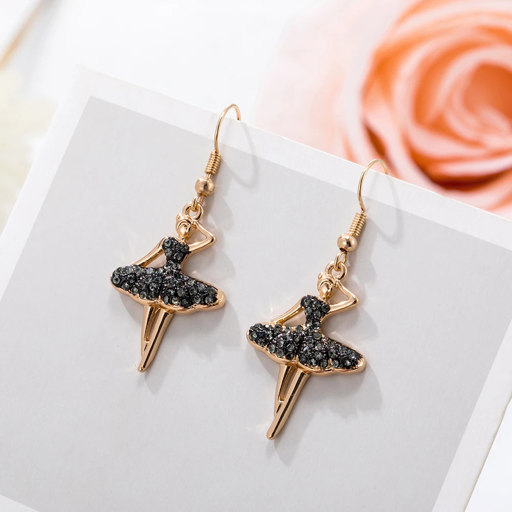 Женские серьги гвоздики золотого цвета с кристаллами для балета