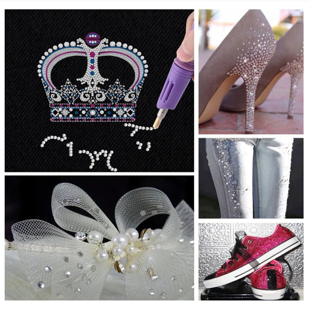 Hot Fix Applicator DIY Rhinestone Crystal Machine Crafts on Clothes Shoes and Jeans With 7 different tips | Дом и сад
