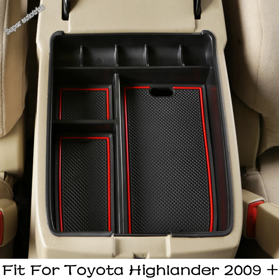 

Central Storage Box Armrest Cell Phone Tray Container Fit For Toyota Highlander 2009 - 2014 Interior Tidying Accessories Black