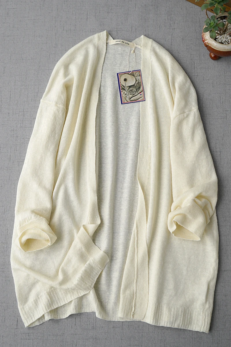 

Spring Summer New Women All-match Brief Loose Plus Size Japanese Style Comfortable Knitting Linen Sunscreen Cardigans