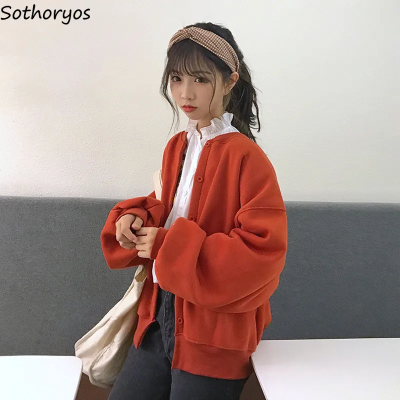 Женские однотонные однобортные толстовки на молнии с круглым вырезом и рукавами