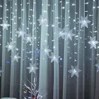 Светодиодный ная сказочная гирлянда со снежинками, занавессветильник на окно, светодиодная Звездная Рождественская гирсветильник s для рождества, свадьбы, вечеринки, романтическое украшение