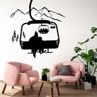 Большой лыжный Telpher, наклейка на стену с изображением горы, для спальни, детской, зимних лыж, экстремальных видов спорта, деревьев, наклейка на стену для игровой, виниловый домашний декор