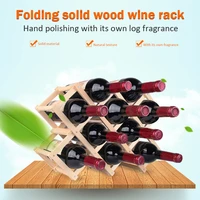 practical folding wooden red wine rack holder 10 bottles living room decor wooden display stand solid shelf exhibition organizer