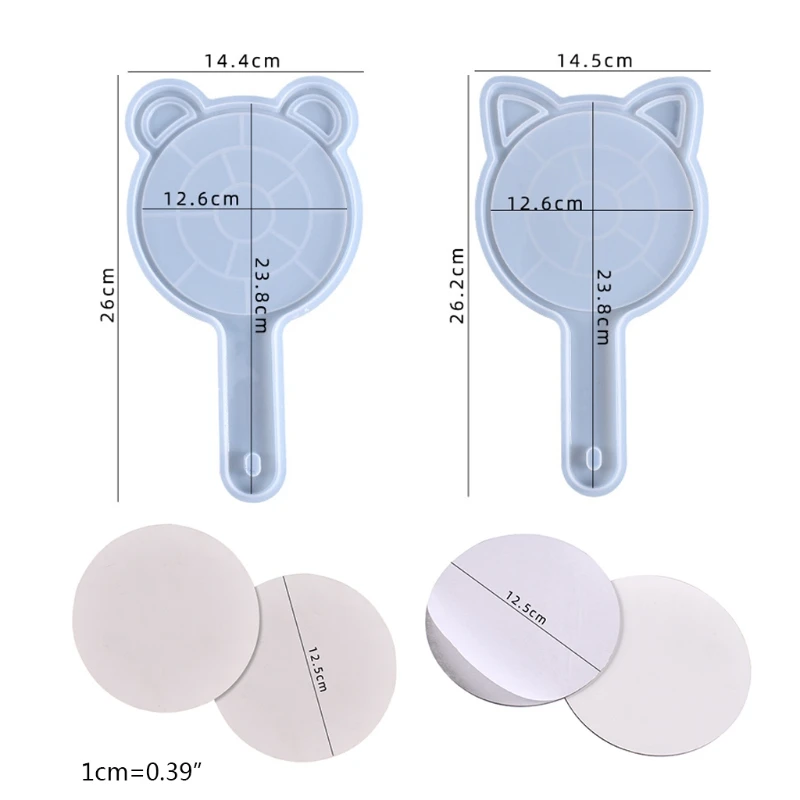 

Handheld Cute Cats/Bear Ears Cosmetic Mirrors Crystal Resin Mold Silicone Mould