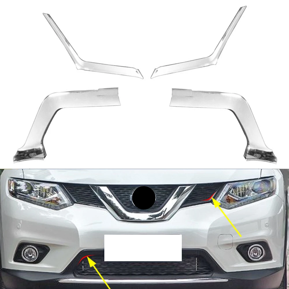 

Chrome for Nissan X-Trail T32 Rogue XTrail 2014 2015 2016 Bumper Front Lower Grille Grill Cover Trims Exterior Parts Accessories