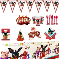 111pcslot rabbit baby shower paper cup blow out tablecloth hat straws birthday supplies kids toy baby shower decoration