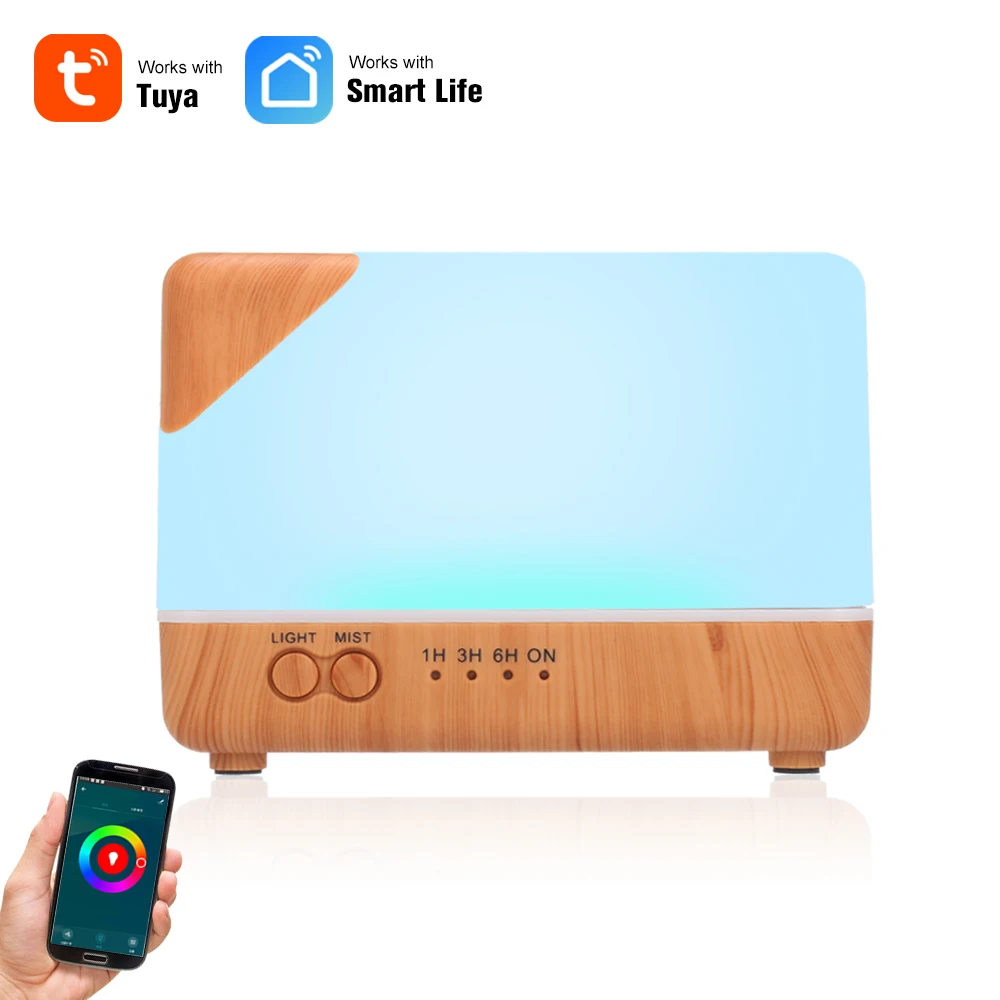 Tuya Smart Wifi Беспроводной светодиодный Ночной светильник 700ml увлажнитель с эфирными