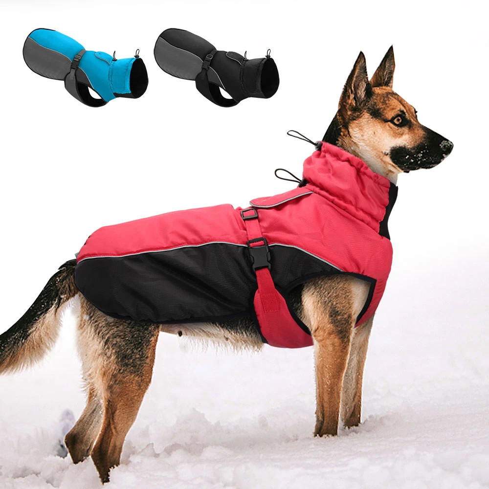 Waterproof Dog Vest Clothes Warm Padded Pet Winter Clothing Jacket Coat Large Dogs Labrador Outfit With Reflective Rope XL-6XL