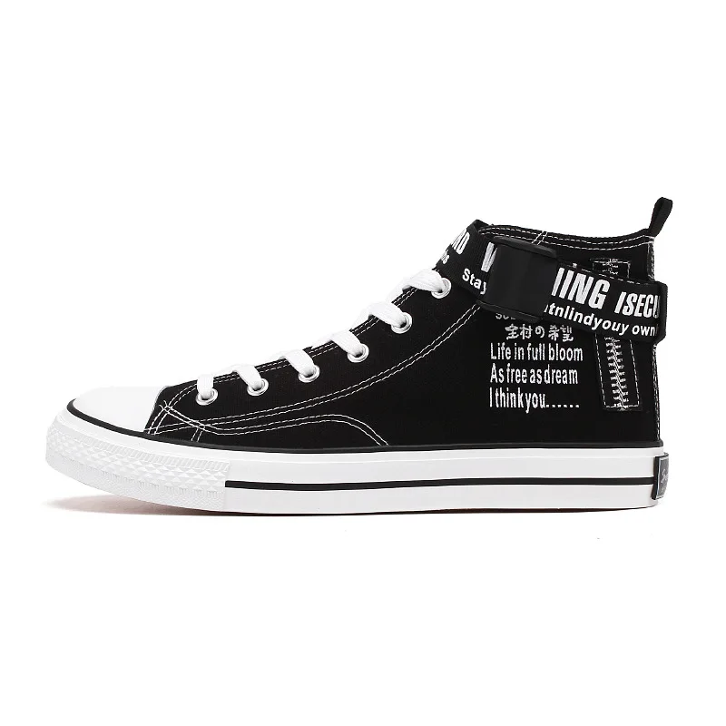 

2019 Autumn New Men's Shoes SH Fashion Buckle Buckle Canvas Shoes Students High Shoes Comfortable Vulcanized Shoes