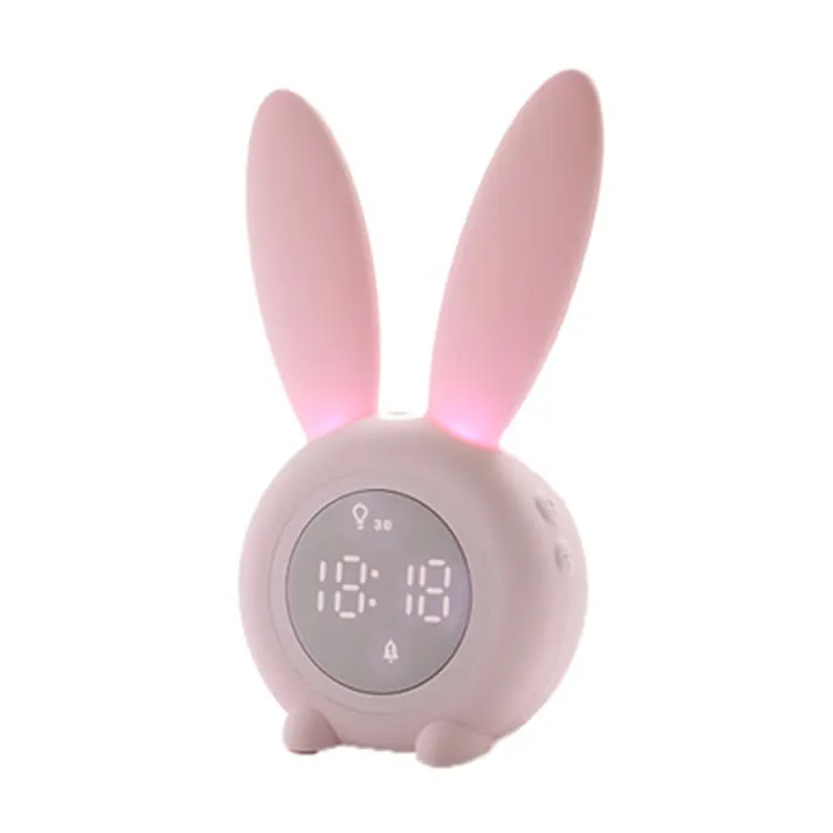 

New Product Cute Rabbit Alarm Clock Multi-function Temperature Display Charging Bedside Snooze Alarm Clock With Night LightLD390