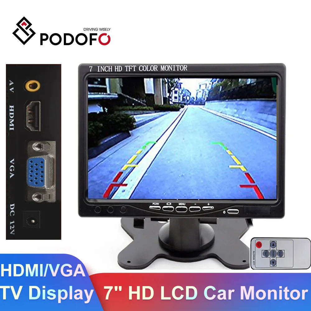 Podofo 7 &quotHD LCD автомобильный тв монитор заднего вида камера с монитором