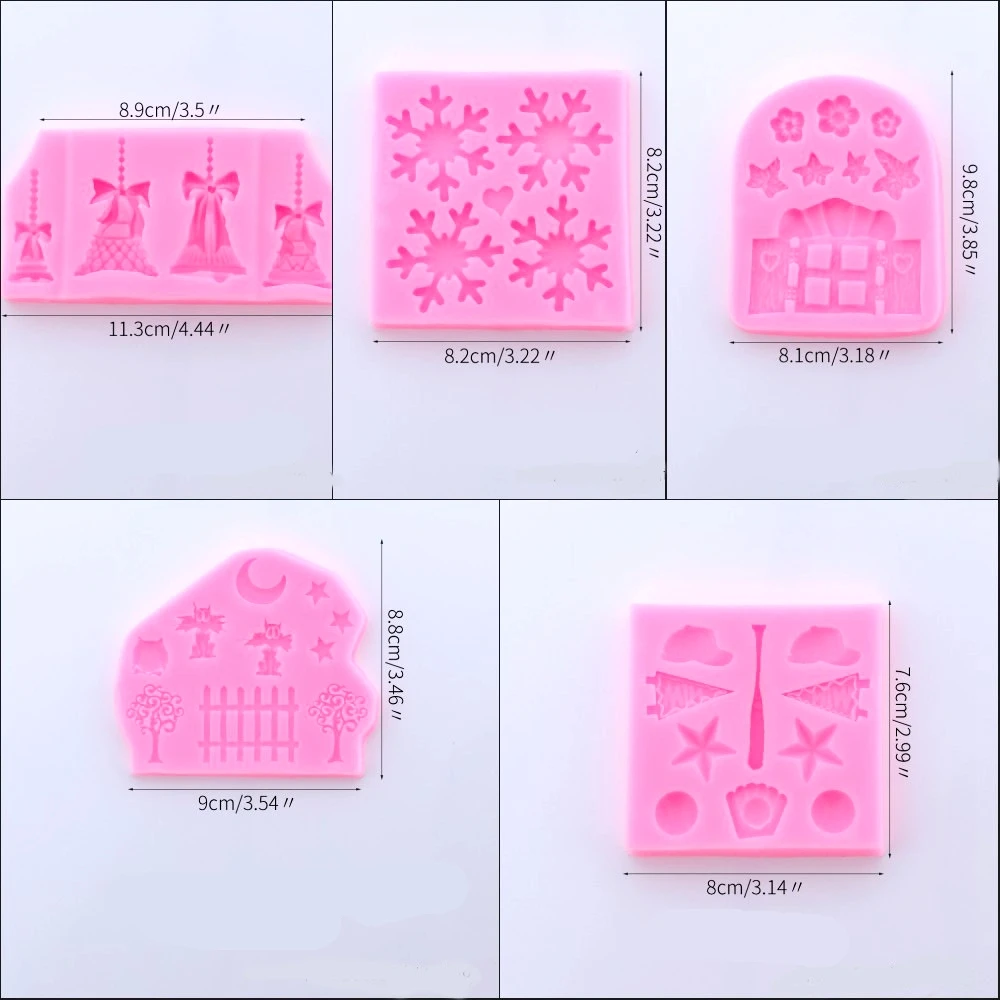 Aomily Festival Snowflake Bell Star Moon Silicone Chocolate Mould Cake Decorating Cupcake Cookies Mold Muffin Pan Baking Gift | Дом и сад