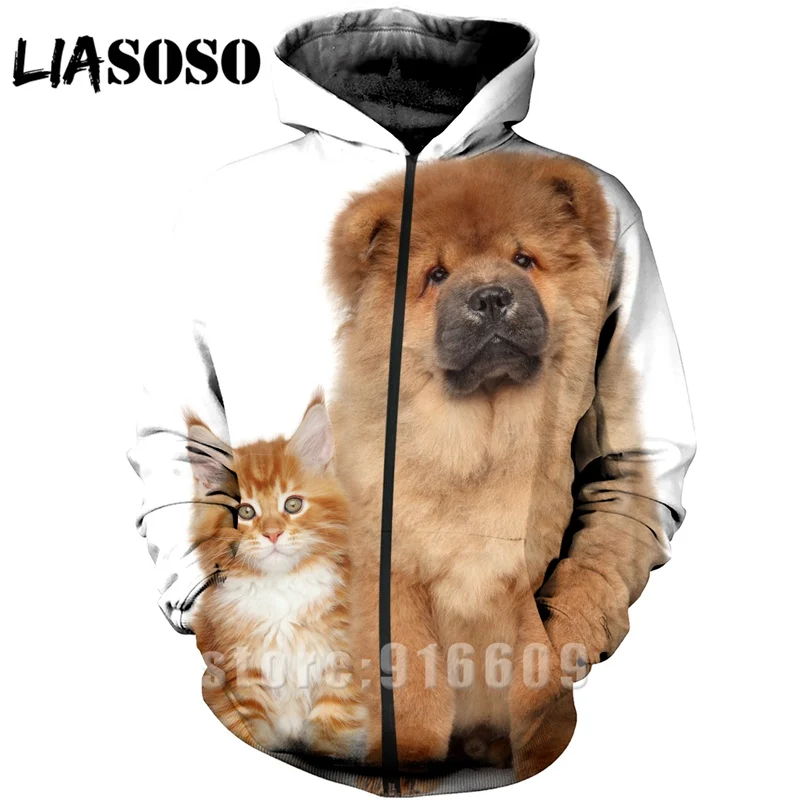 Толстовка с 3D принтом homme dog для мужчин с животными чау-чау wo для мужчин Уличная Harajuku Толстовка рубашка на молнии Аниме толстовки с длинными рукавами A370