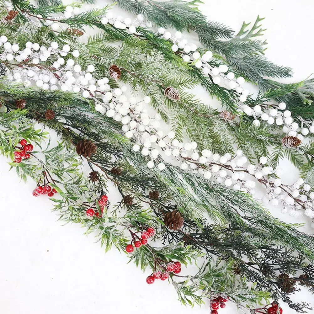 

Christmas Decor Rattan DIY Garland Christmas Tree Ornaments Green Supplies Branches Tree Christmas 150cm Party D6T9
