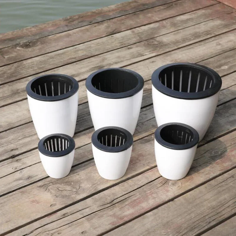 

Automatic Self Watering Lazy Flower grow pot plant Flowerpot round Plastic planter Pot cotton rope Desk Home Gardening Decor a1