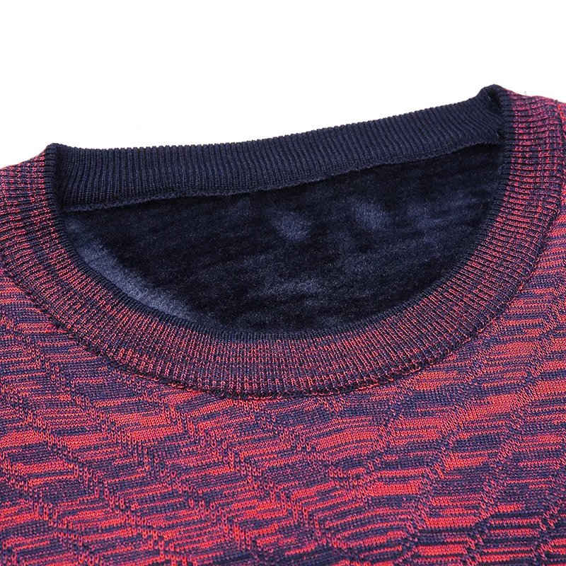 Вязаный мужской свитер вязаный жаккардовый с круглым вырезом и длинным рукавом