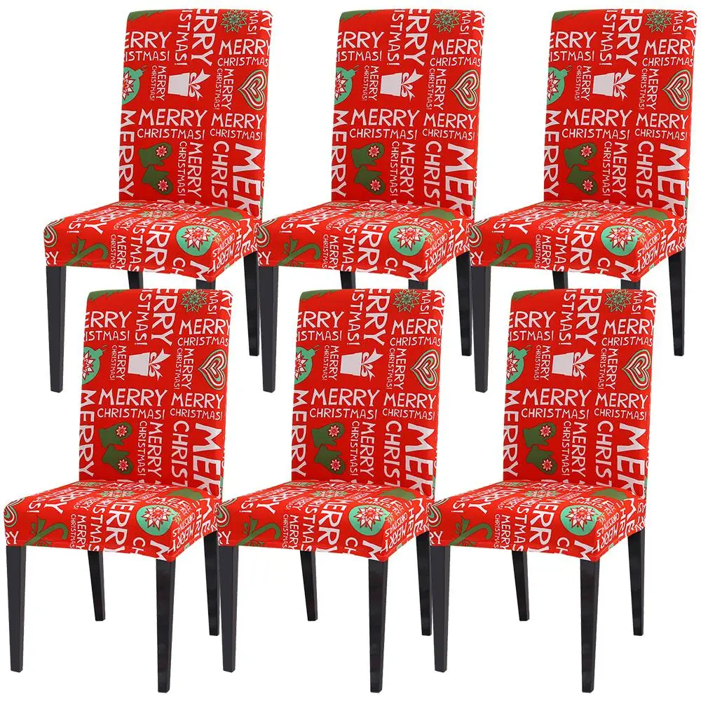 6PCs B 1/4/6 шт Рождество Обеденная чехлы для стульев съемным моющимся стрейч сиденья украшения на Рождество в гостиничных залах торжеств Вечерние - Цвет: 6PCs B