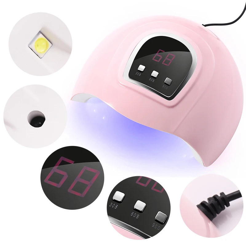 54 Вт УФ-лампа для сушки ногтей 18 светодиодов 30 s/60 s/90 s USB кабель лампа геля