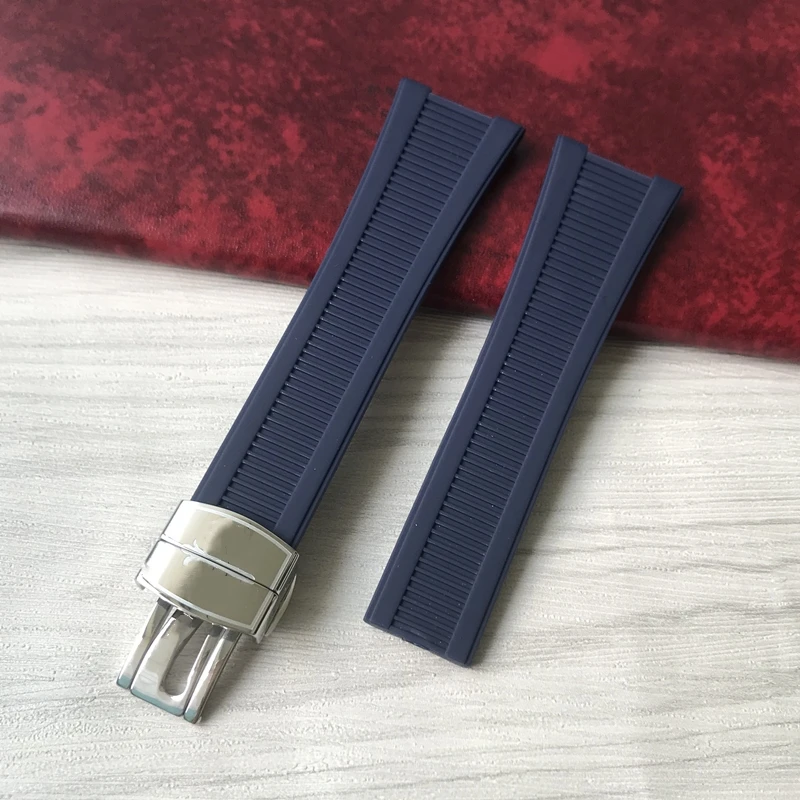 25*18mm Black Blue Brown Gray Rubber Silicone Watch band strap For Patek PP 5711 / 5712G Nautilus wristband  bracelet