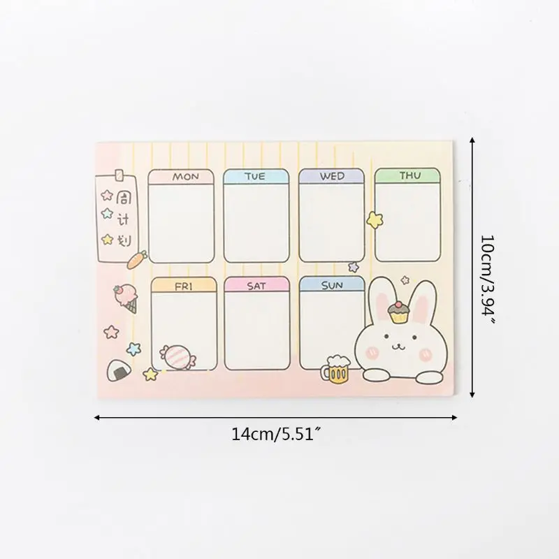 

8pcs Kawaii Memo Pad Cartoon Bunny N Times Sticky Notes Notebook To Do List School Supplies Stationary