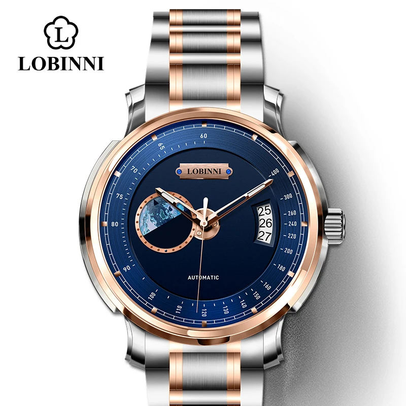 rose-blue-steel-r Швейцарские часы, мужские роскошные Брендовые Часы, сапфир, тахиметр, relogio, Япония, MIYOTA, автоматический механический ход, мужские часы, мужские часы, подарок - Цвет: rose-blue-steel-r