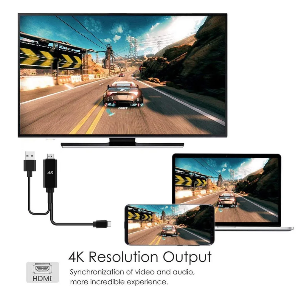 Type C кабель-Переходник USB на HDMI ТВ адаптер 4K HDTV видео кабель для MacBook Pro Samsung Galaxy S10
