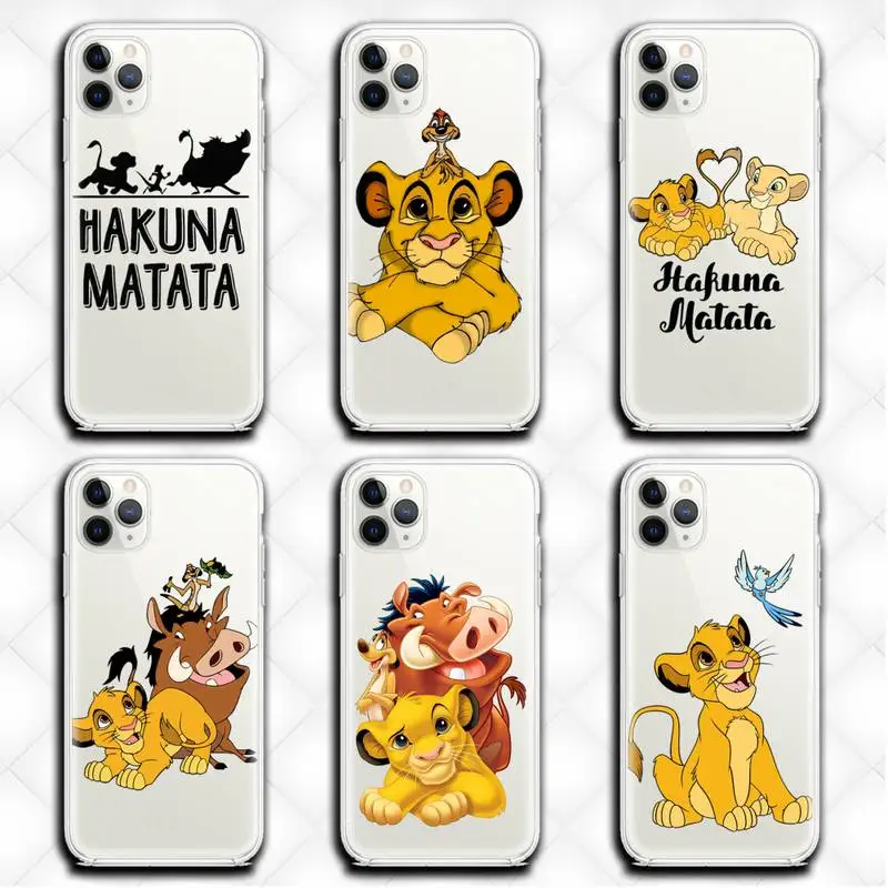 Чехол для телефона Hakuna Matata с симбой Король Лев прозрачный iphone 12 11 Pro max mini XS 8 7 6 6S Plus