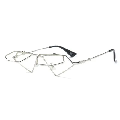 

COOLSIR Red Cat Eye Sunglasses Women Retro Men Two Lens Small Sun Glasses Metal Frame Ladies Sexy Sun Glasses Clear Lens Glasses