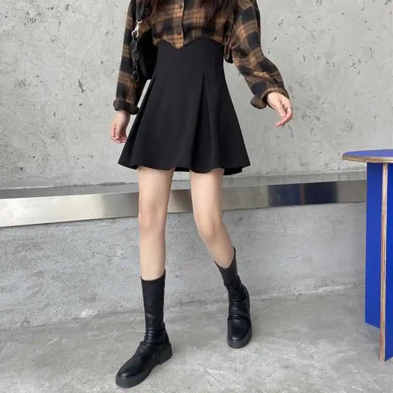 

Summer hip covered skirt women's high waist slim pleated skirt 2021 new Korean pleated black A-line skirt fashion
