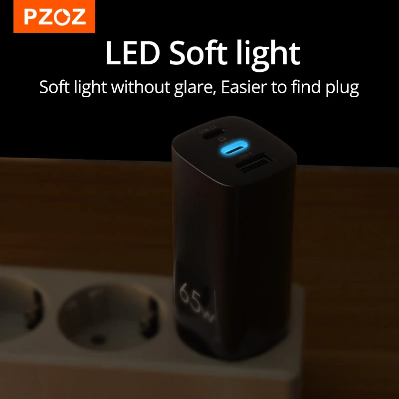 pzoz 65w gan charger quick charge 4 0 3 0 type c pd usb charger fast charging usb c for switch macbook air ipad pro samsung note free global shipping