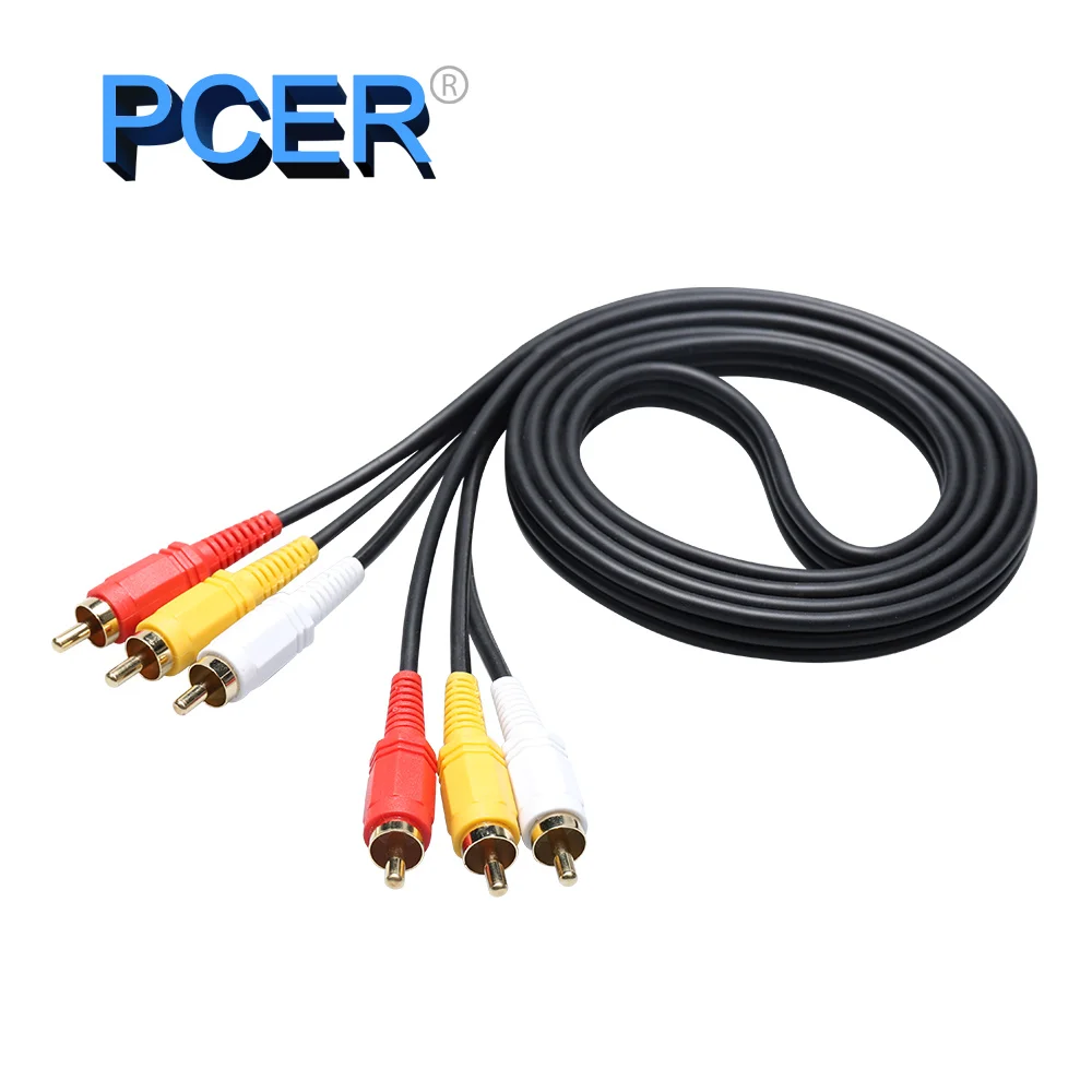 PCER 3RCA на штекер мужской аудио кабель позолоченный RCA 1 5 м 3 10 домашний кинотеатр DVD