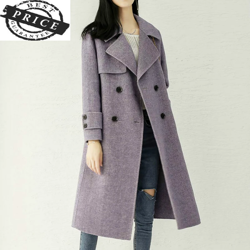 

Winter Woman Coats Long Wool Coat Female Autumn Spring Woolen Overcoat Double Breasted Jackets Elegant Clothes LWL132a