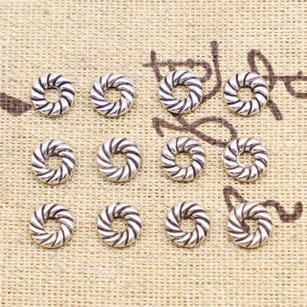 

Charm For Making Jewelry Pendants Antique Silver Color Small Circle Beads 8x8mm 30pcs