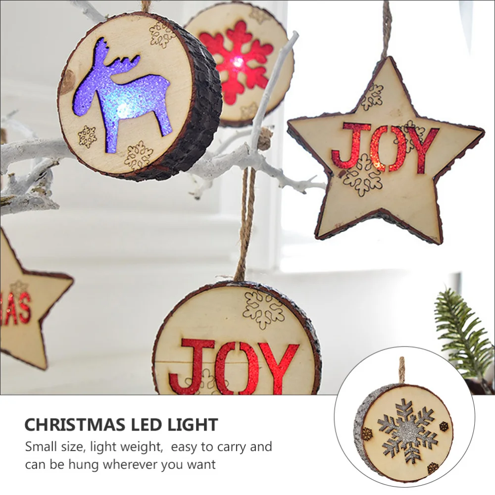 

1 Pc Decorative Christmas Wooden Craft LED Light Wooden Hanging Scene Decor
