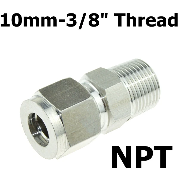 10mm OD Tube 3/" PT наружная резьба NPT x 6 мм 8 мм OD двойной наконечник трубки воздуха для компрессорной трубы разъем SS 304 нержавеющая сталь 1/4" 1/2" - Цвет: 10mm OD Tube