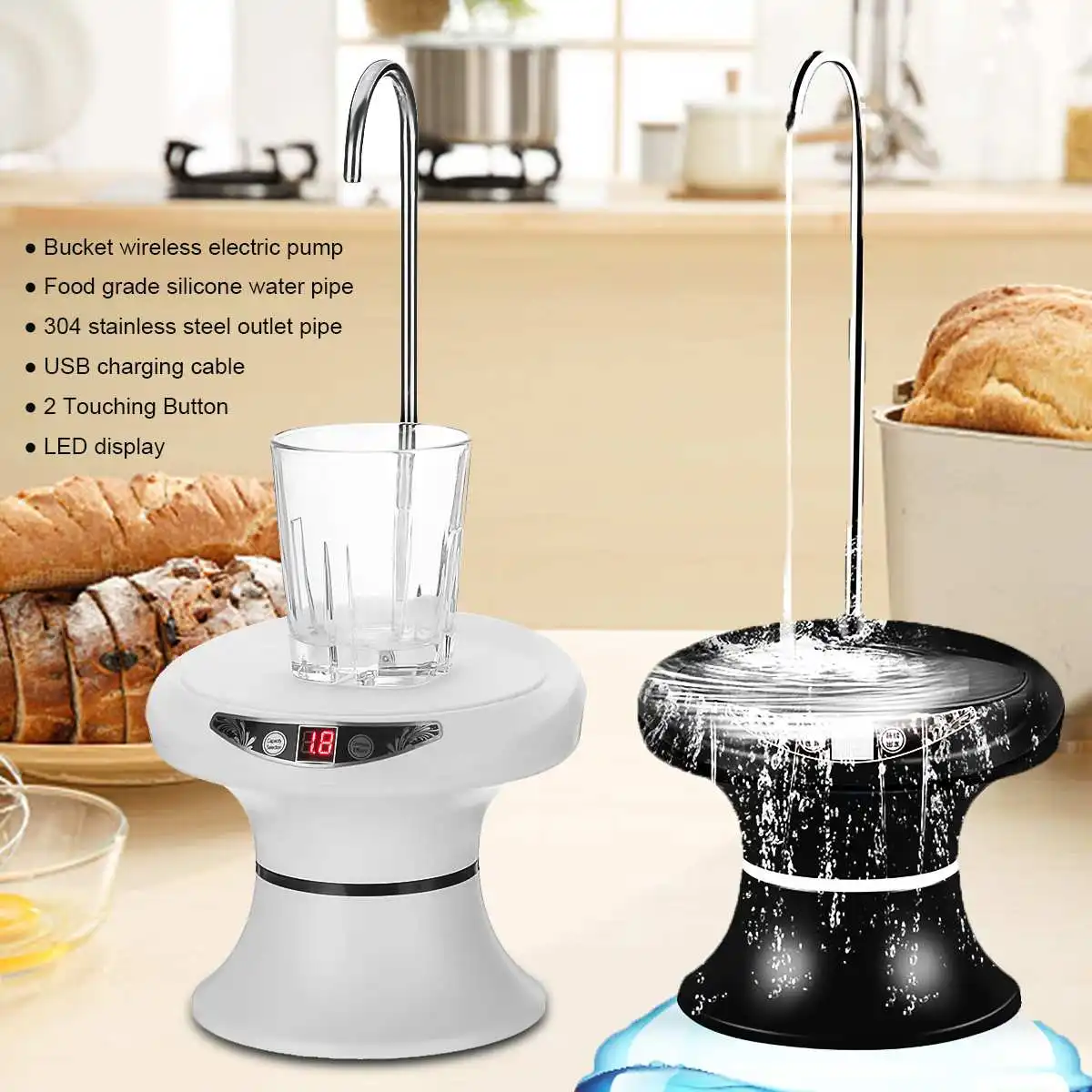 

Electric Water Dispenser Wireless Automatic Portable Water Pump Dispenser USB Rechargeable Single Cooling Type Water Dispenser