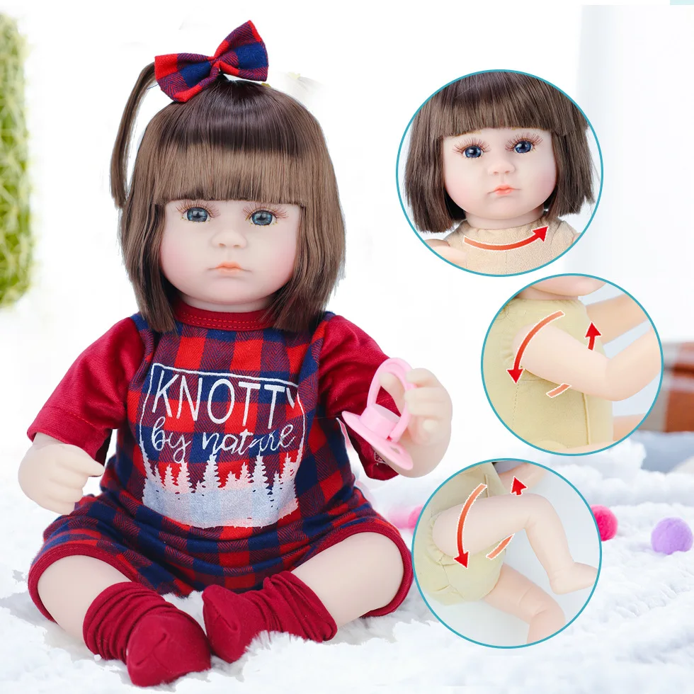 

42Cm Reborn Doll 17 Inch Blue Eyes Lifelike Baby Doll Parent-child Interaction Soothing Sleep Environmentally Friendly Soft Doll
