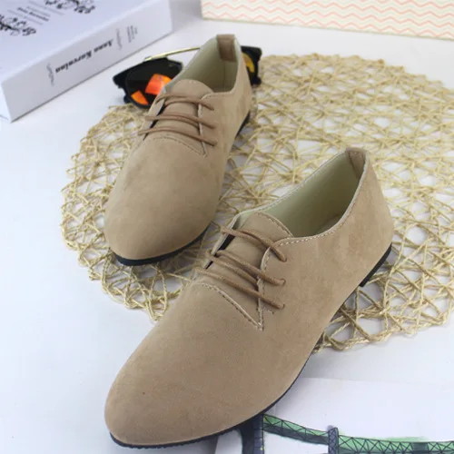 

Plus Size 35-42 Women Flats Lace Up Casual Shoes Faux Suede Oxford Shoes Pointed Toe Flat Shoes Woman Sneakers zapatos mujerG